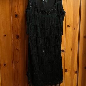 Forever Black Fringe Midi Dress